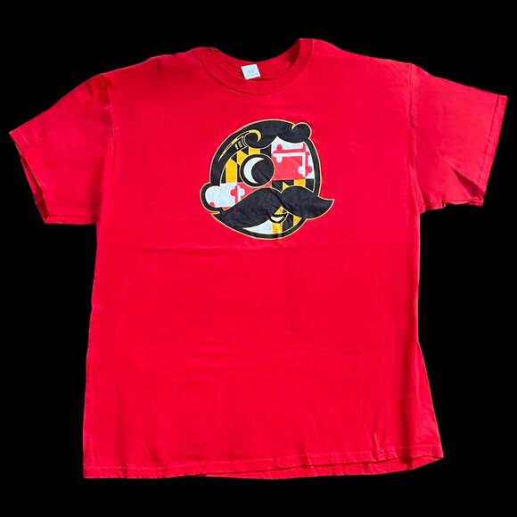 NEW National Bohemian Natty Boh Maryland Flag Red Cotton T-Shirt Size XL Logo - Picture 1 of 3